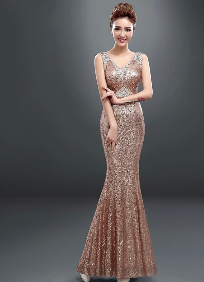 New spring and Korean long banquet winter evening dress ladies wine suit bride fashion host dress female