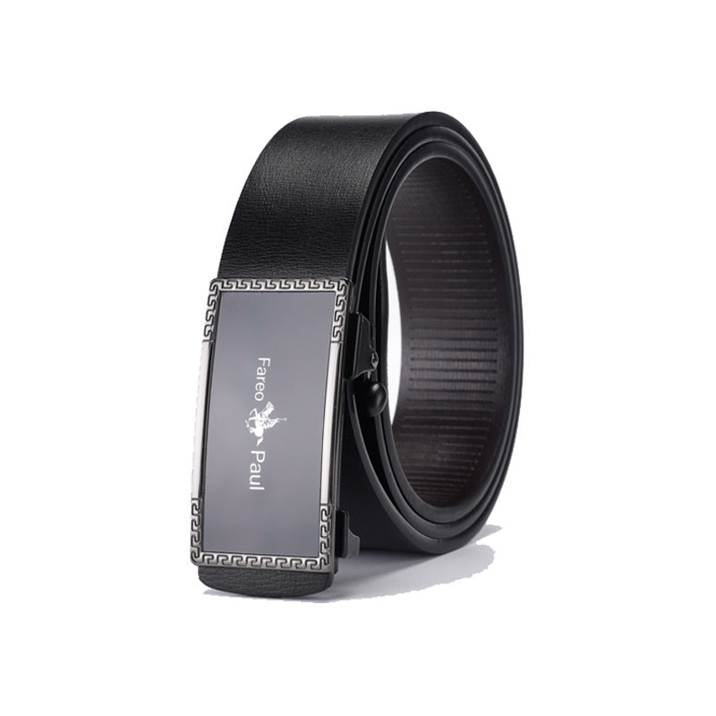 Ceinture en cuir sans dents avec boucle automatique pour hommes d'affaires et de loisirs