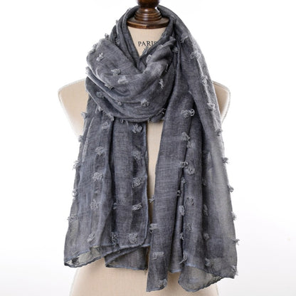 Ethnic tie-dye cotton and linen scarf