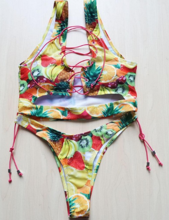 Pineapple Lace Up Bikini