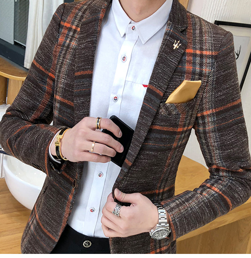 Blazer Homme Slim Fit Designs Blazer Homme à Carreaux