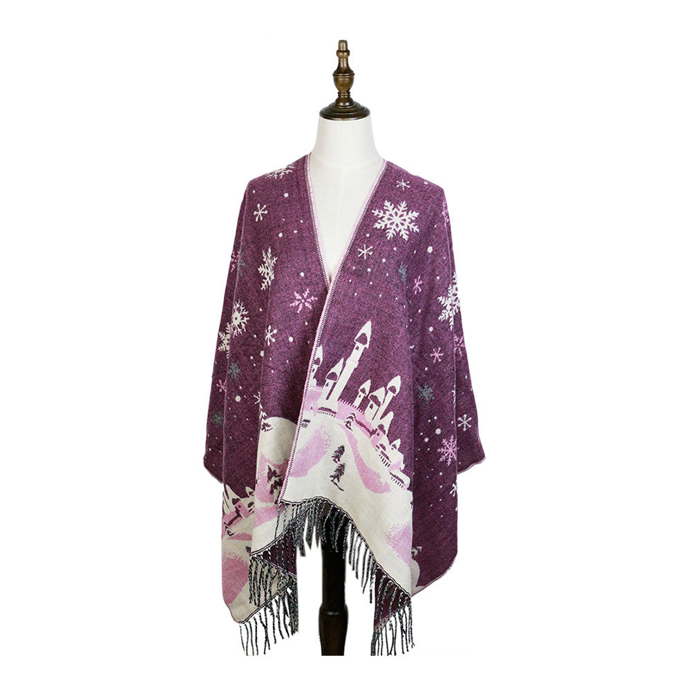 Christmas fawn Castle jacquard scarf