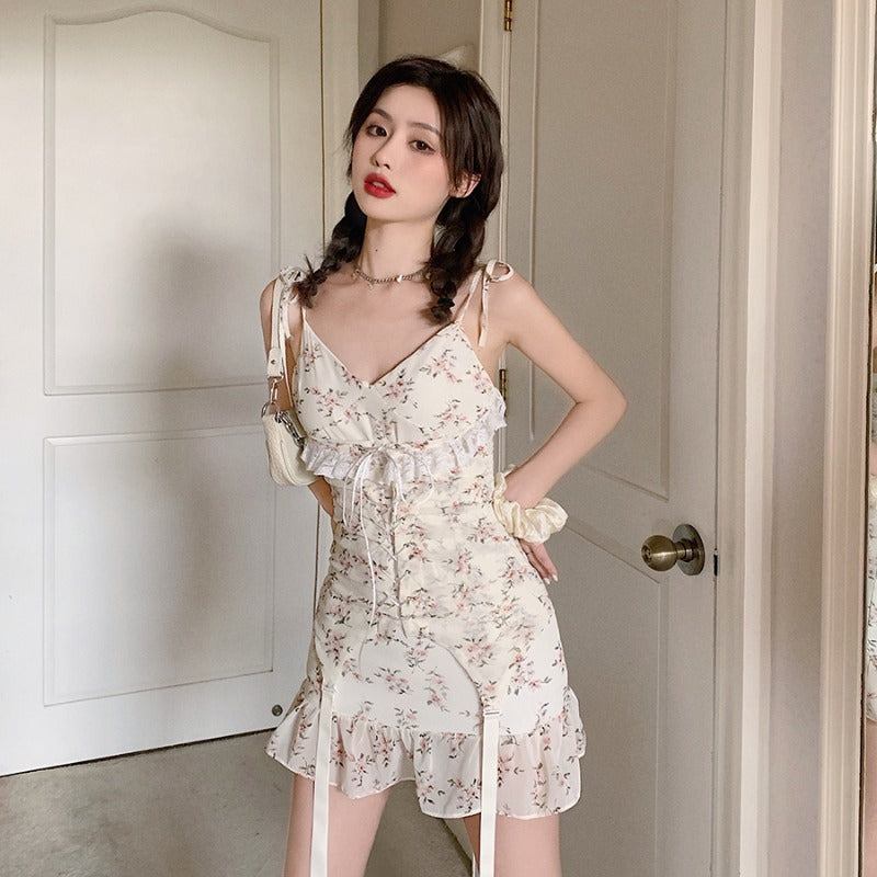 Floral Sling Retro Skirt Dress