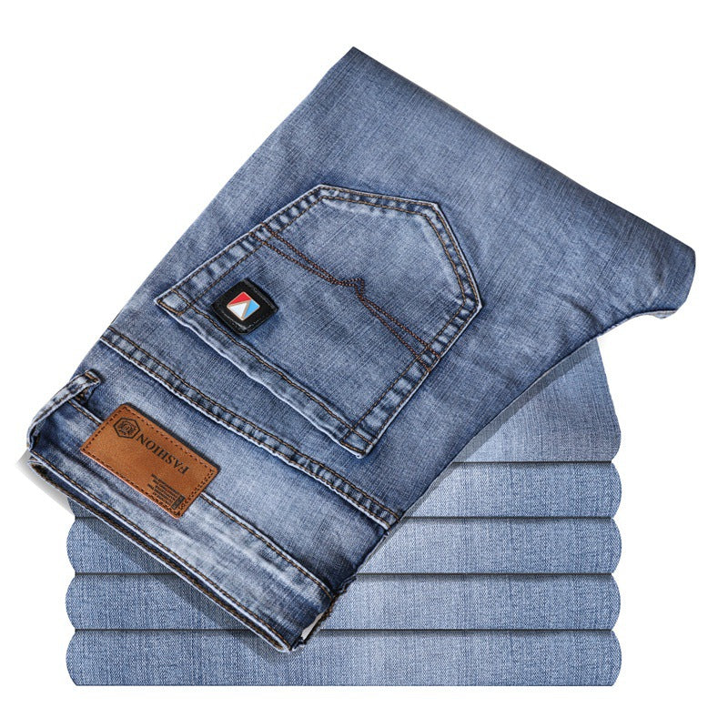 Pantalon jeans droit décontracté bleu clair à la mode