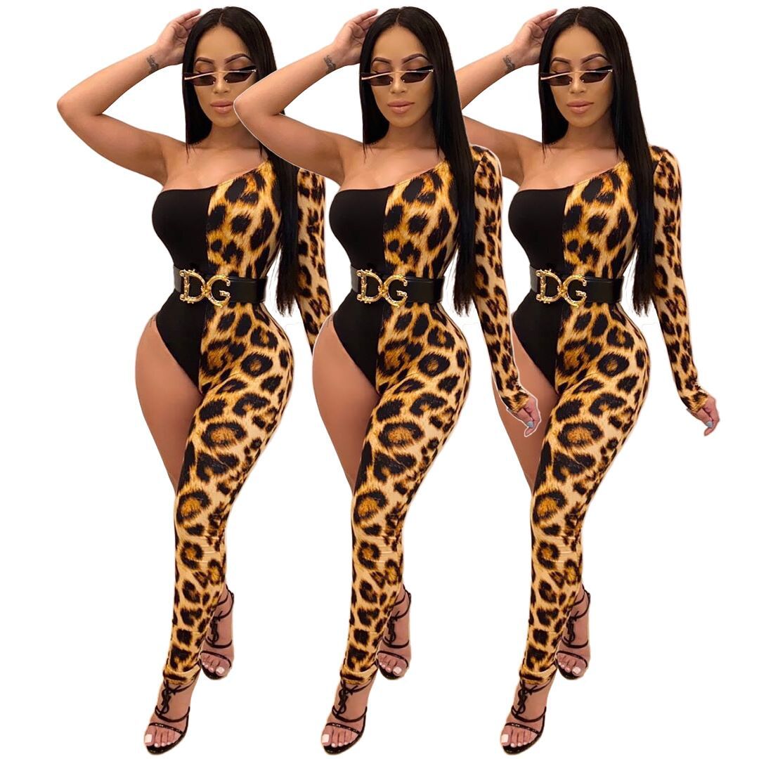 Women's Asymmetrical Leopard Print Jumpsuit