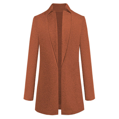 Fashion Solid Color Stand Collar Woolen Coat