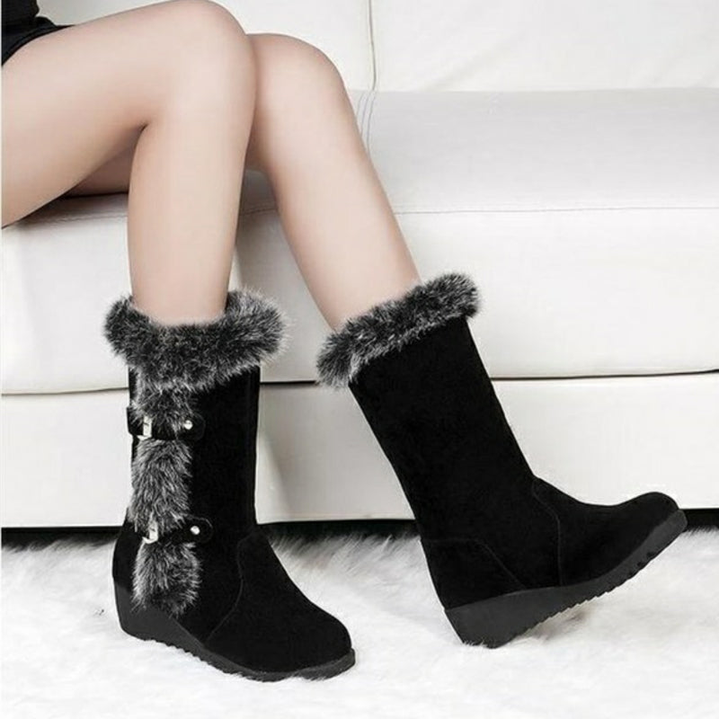 Brown New Winter Women Casual Bottes mi-mollet en fourrure chaude
