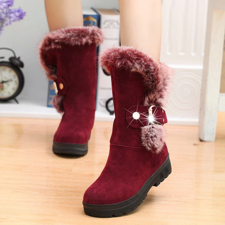 Botas de nieve de invierno cálidas casuales para mujer