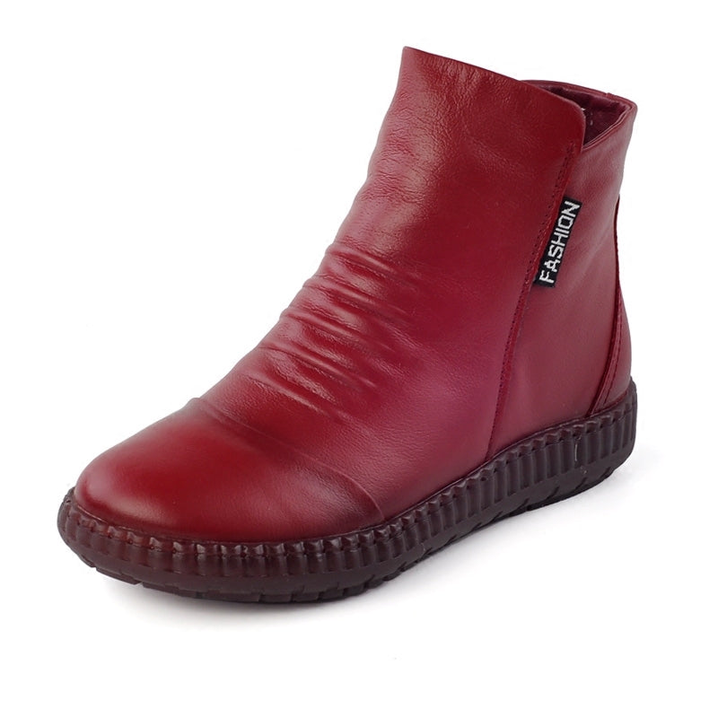 Plush Leather Mother's Shoes