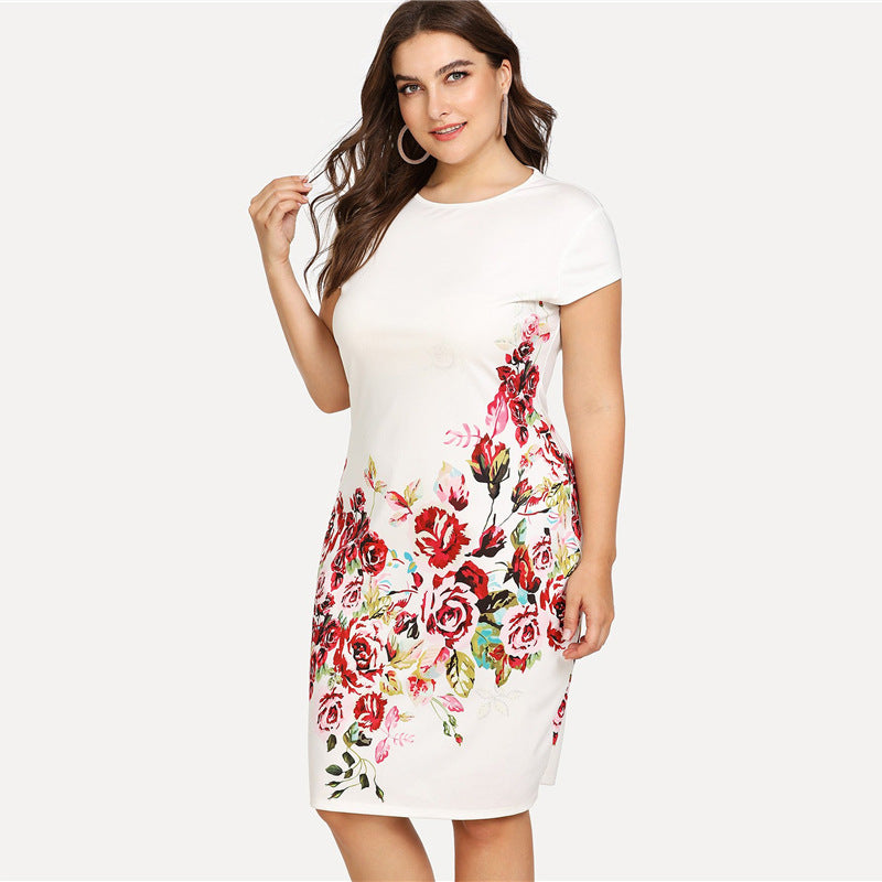 Women's Digital Print Versatile Slim Dress