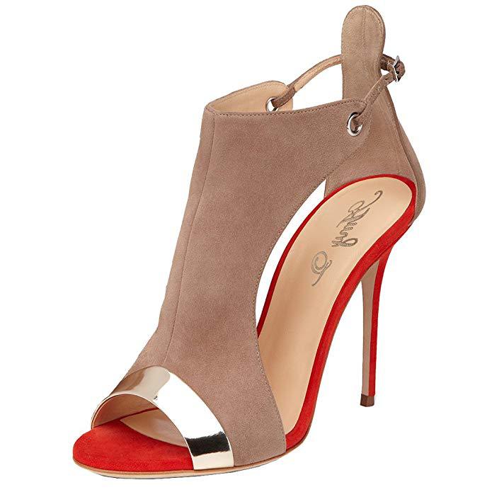 Women Fine Heel Buckle Belt Mouth Frosted Sandal