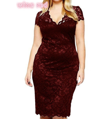 Robe sexy en dentelle à manches courtes et col en V