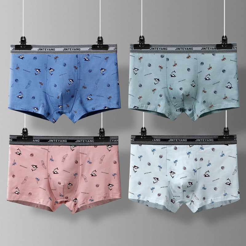 Sous-vêtement modal pour hommes en pur coton aux quatre coins respirant