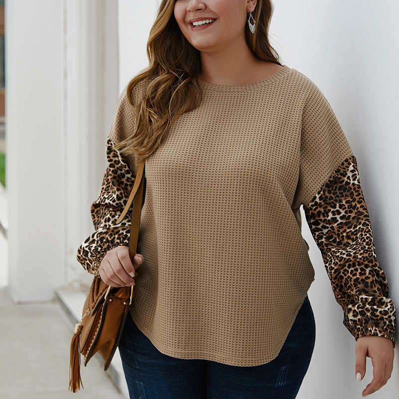 Plus Size Women's Leopard Stitch Sweater