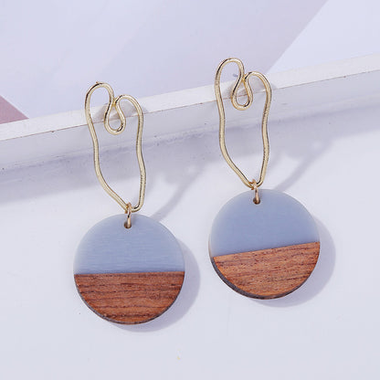 Boucles d'oreilles rondes géométriques en bois