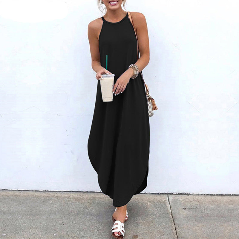 Women Sling Sleeveless Irregular Long Dress