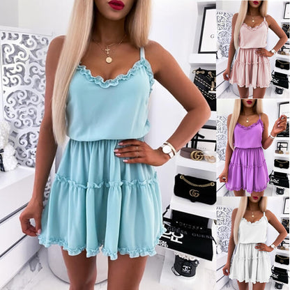 Women Sleeveless Sling V-neck Dress