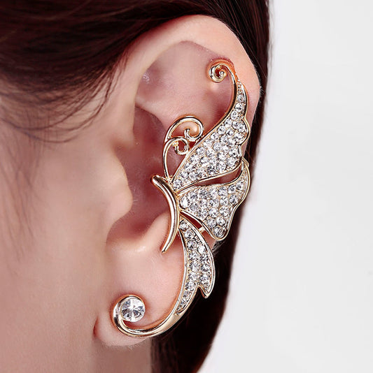 Pendientes de mariposa con diamantes completos para mujer