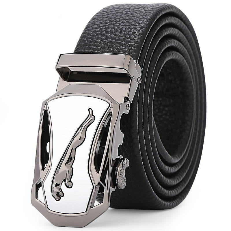 Ceinture en cuir à boucle automatique en cuir souple pour hommes d'affaires
