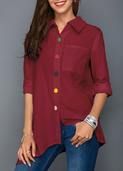 Women Colorful Button Shirt