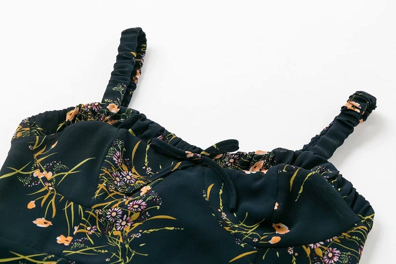 Retro floral floral dress with sling