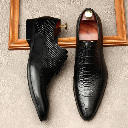 Chaussures en cuir formelles à motif crocodile pour hommes 