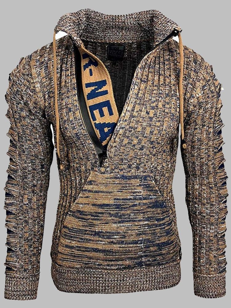 Pull en maille à revers à manches longues pour hommes