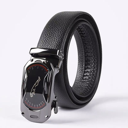 Ceinture en Cuir pour Hommes Couche Supérieure en Cuir de Vachette Boucle Automatique