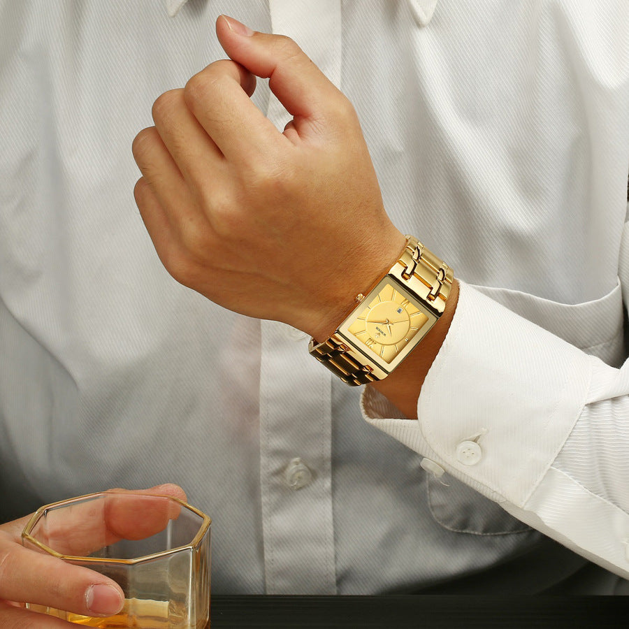 Reloj de Pulsera Cuadrado Banda de Acero Cuarzo Impermeable