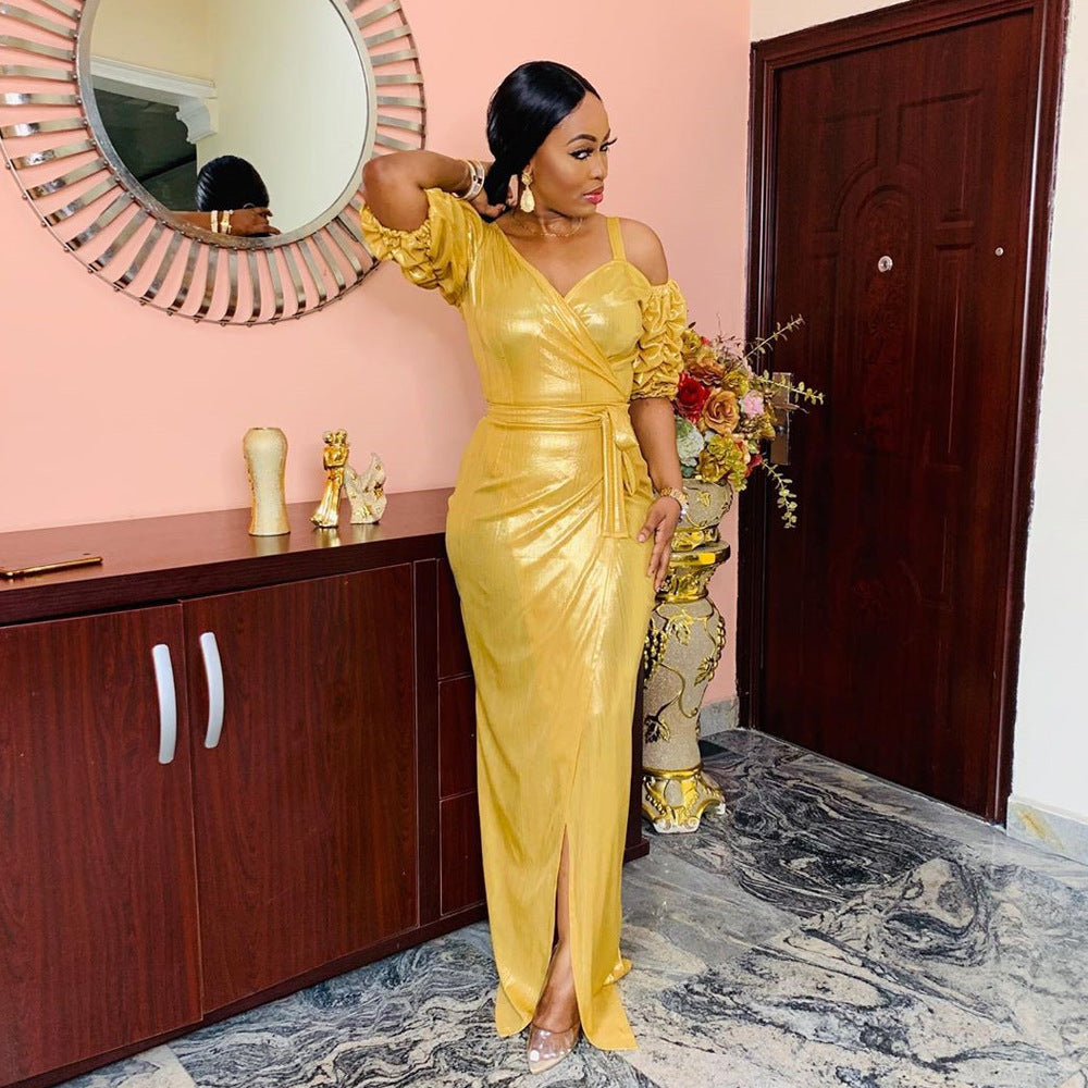 Women Irregular Slit Long Dress