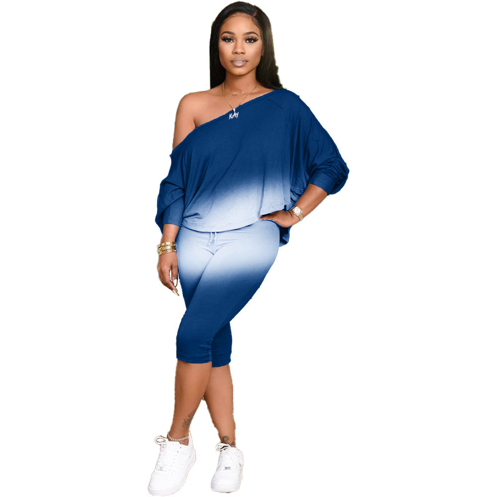 Oblique Shoulder Plus Size Women's Two-Piece Suit