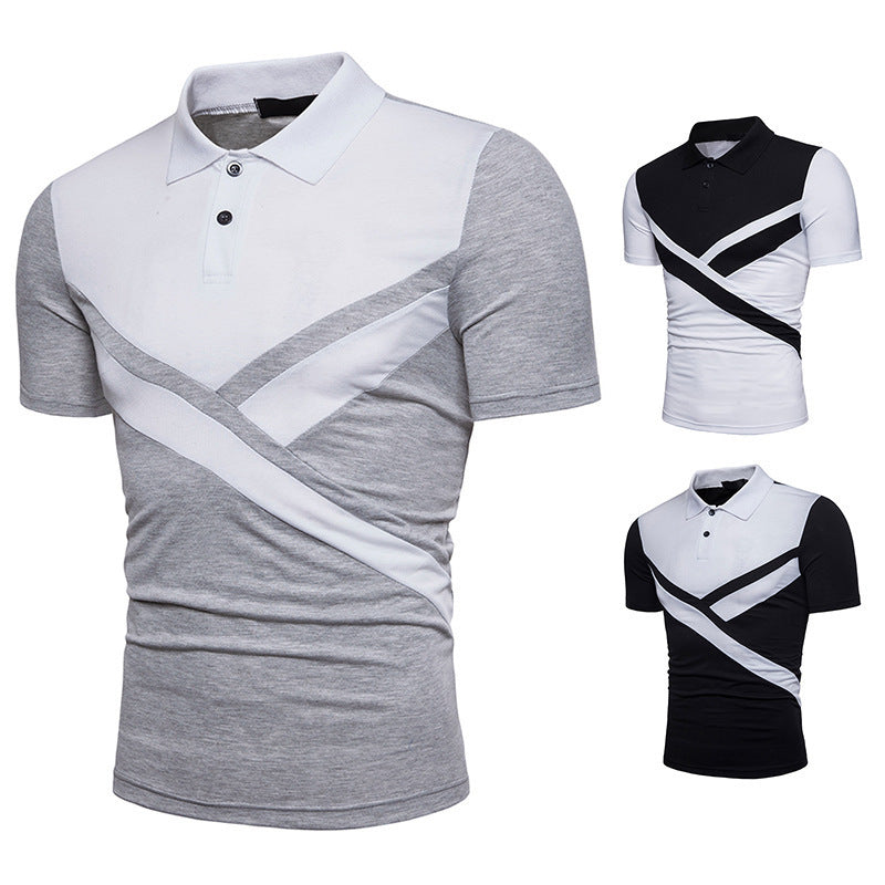 Irregular Stitching Short-Sleeved Polo Shirt