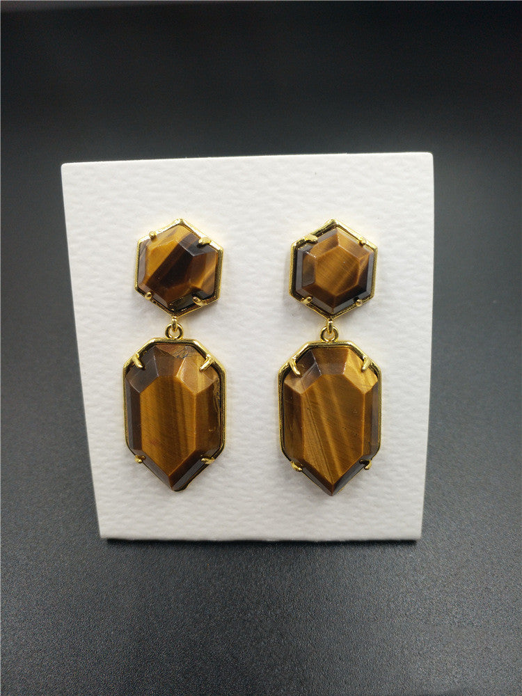 Boucles d'oreilles simples en cristal naturel