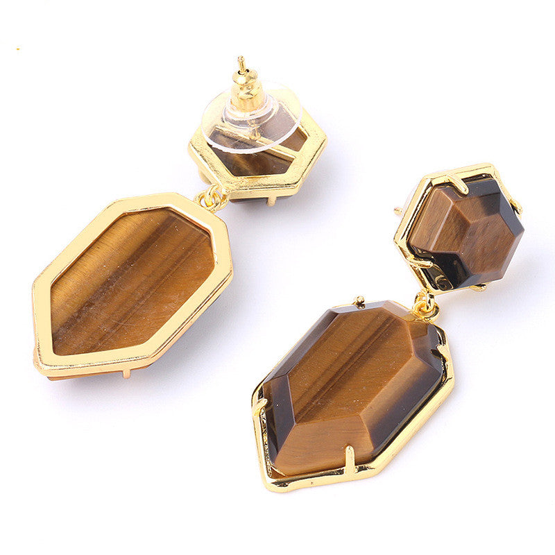 Natural Crystal Gem Simple Earrings