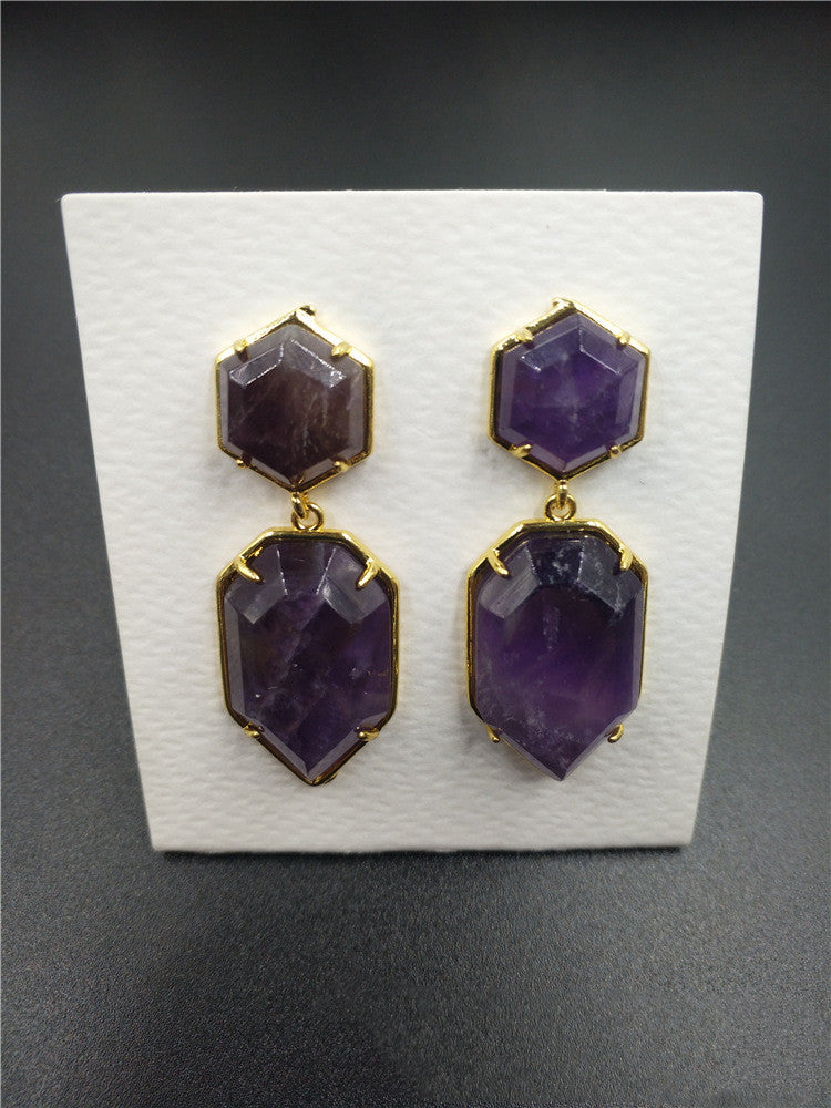 Natural Crystal Gem Simple Earrings