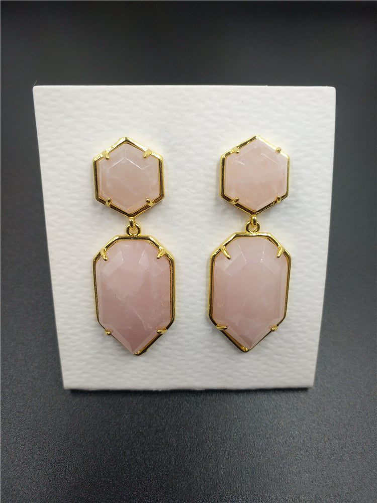 Natural Crystal Gem Simple Earrings
