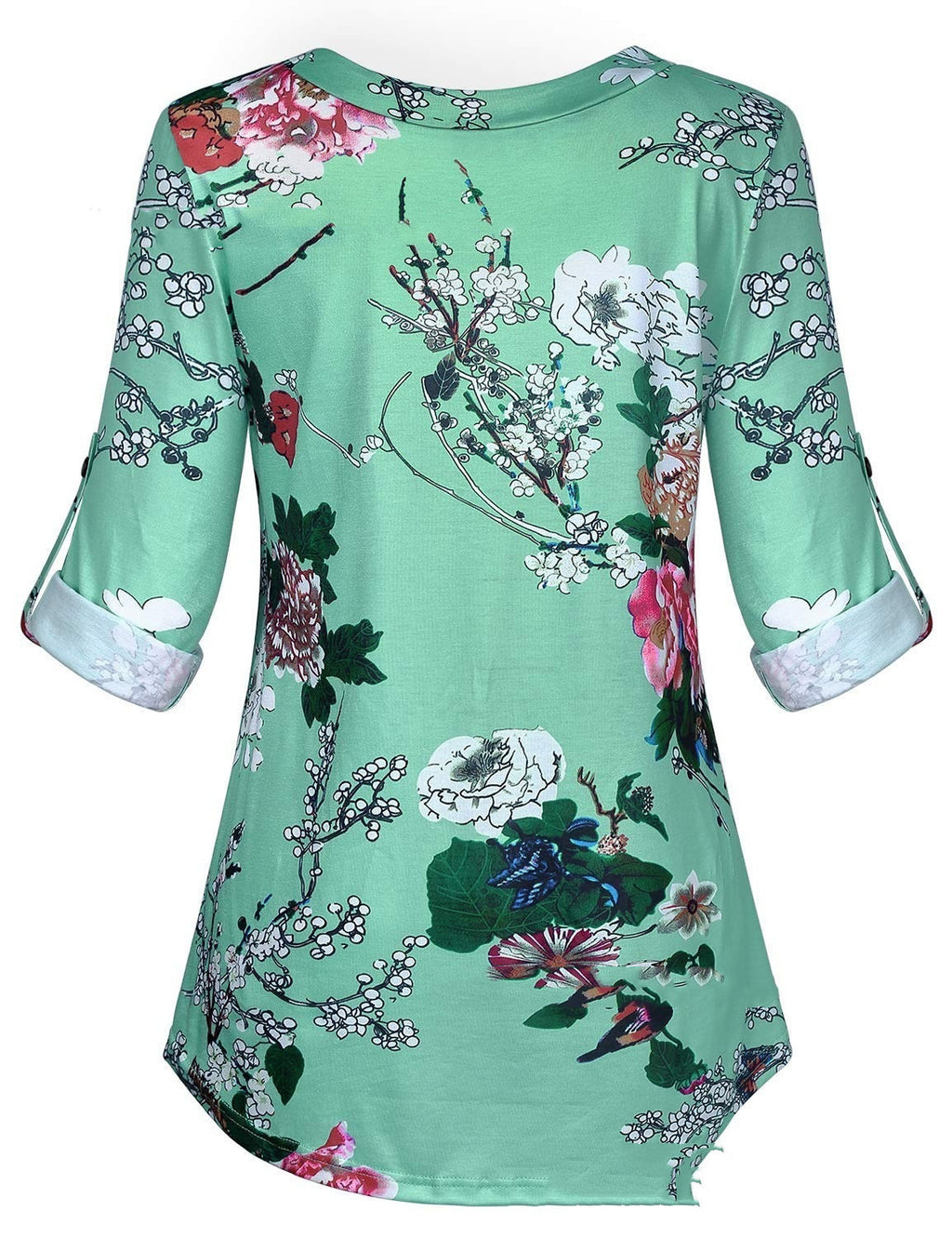 Camiseta de manga larga con cuello en V estampada para mujer de talla grande