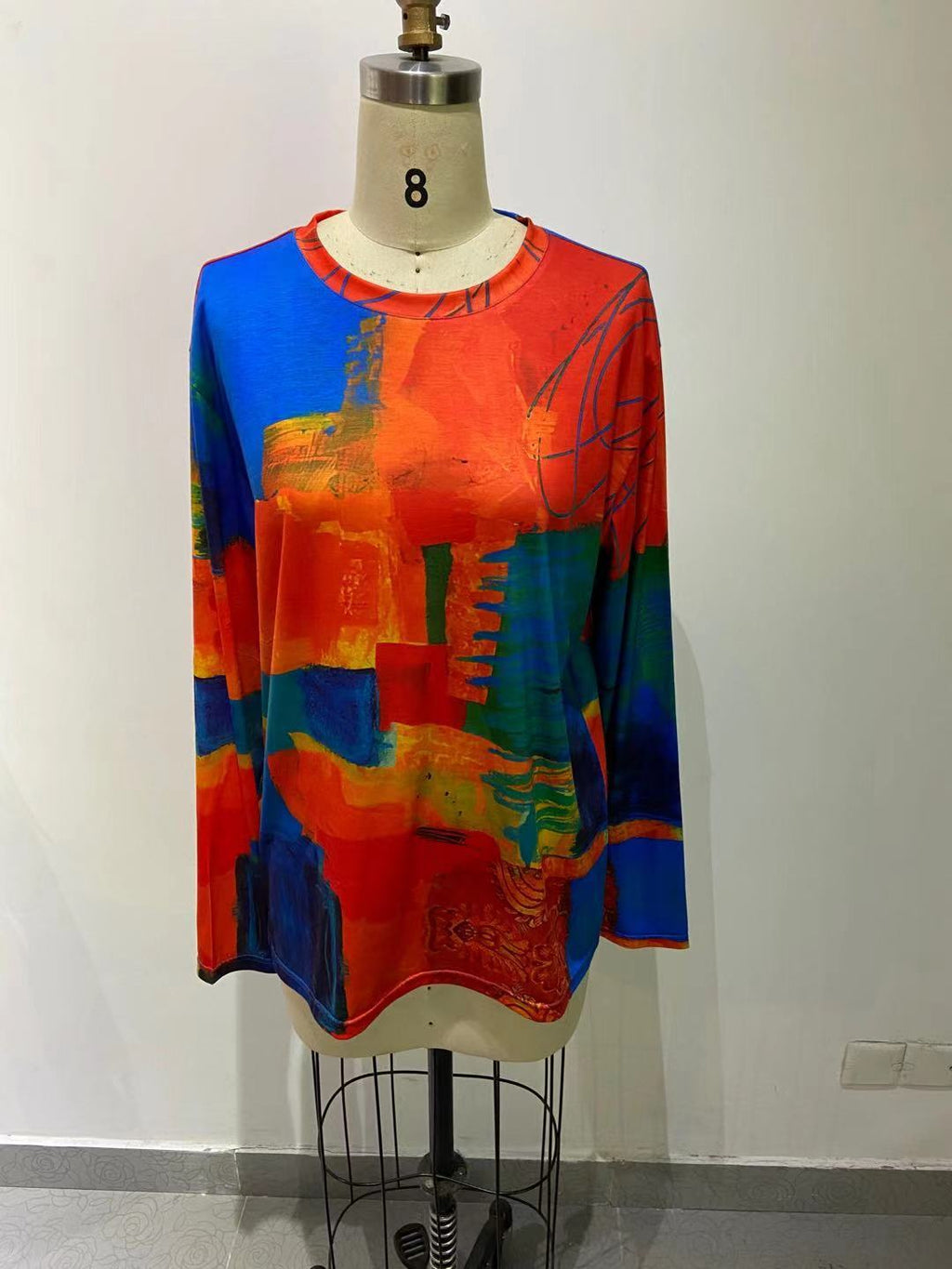 T-shirt Homme Contraste Dessin Imprimé Manches Longues