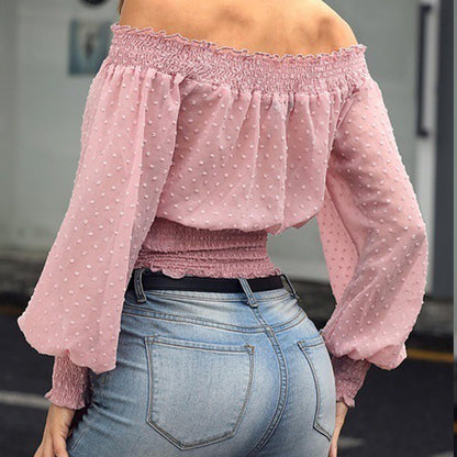 One-Shoulder Ruffled Waist Chiffon Shirt T-Shirt