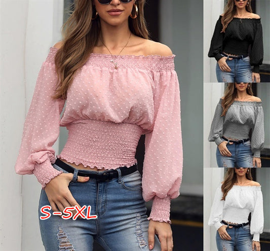 One-Shoulder Ruffled Waist Chiffon Shirt T-Shirt