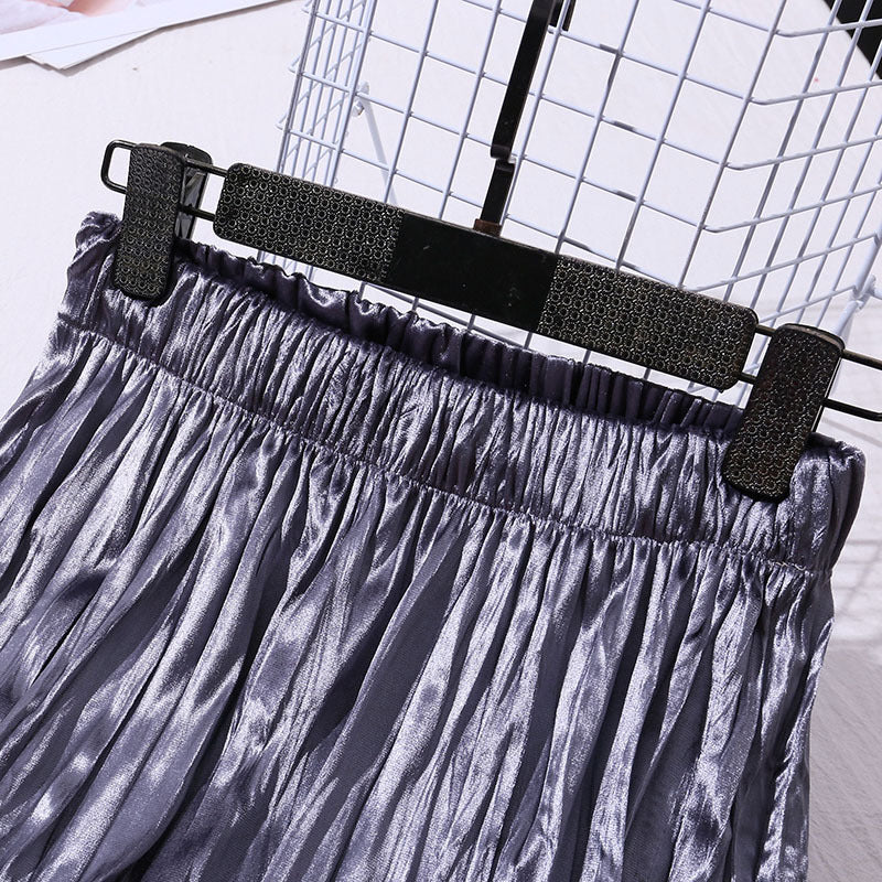 Jupe trapèze à volants en velours taille haute