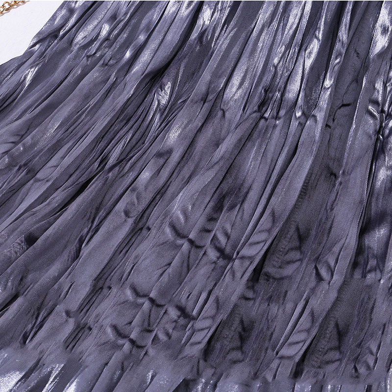 Jupe trapèze à volants en velours taille haute