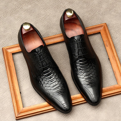 Chaussures en cuir formelles à motif crocodile pour hommes 