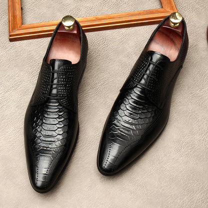 Chaussures en cuir formelles à motif crocodile pour hommes 