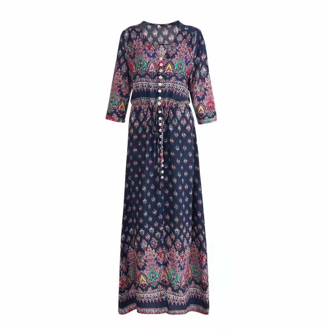 Women Bohemian Print Beach Dress