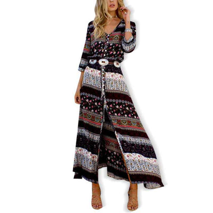 Women Bohemian Print Beach Dress