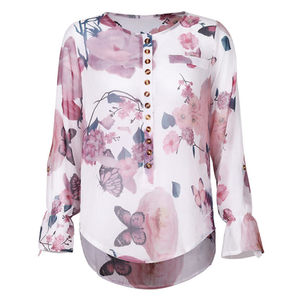 New Printed All Match Shirt Women Slim Slimming Shirt