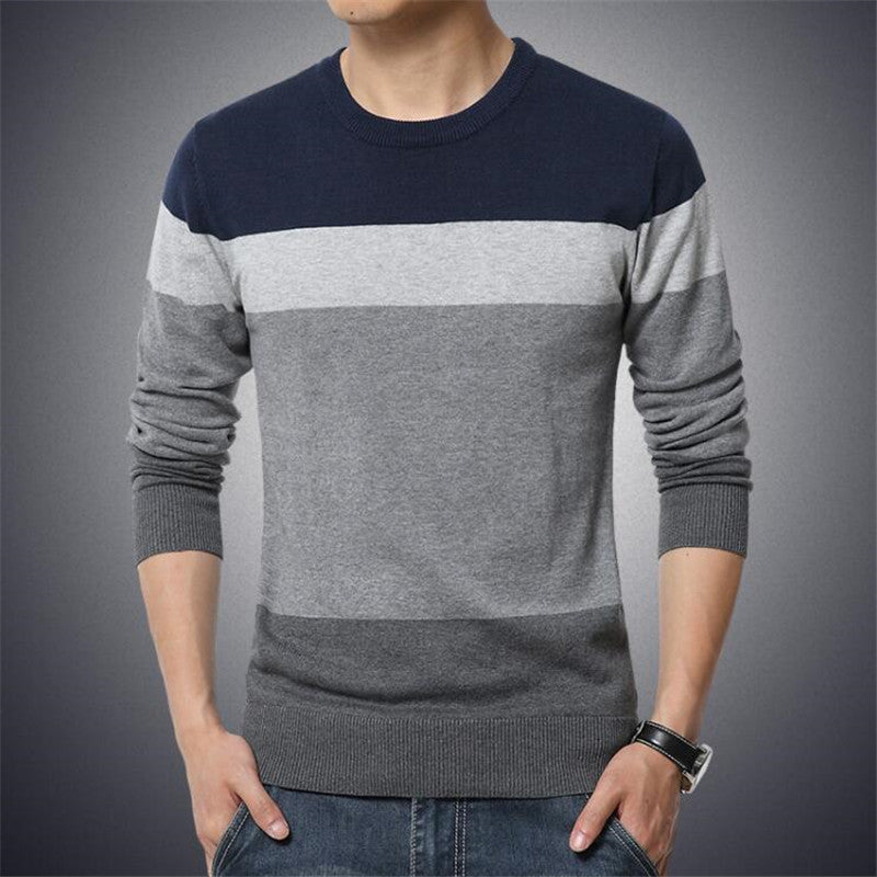 Suéter grueso de cuello redondo para hombre de invierno Tide Student Simple Teen Plus Fat Large Size Men's Fat Man Knit Sweater