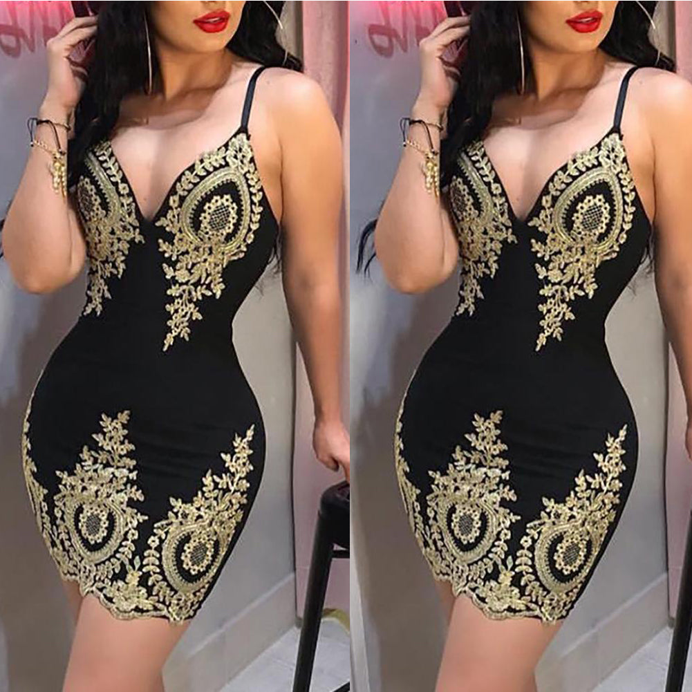 Vestido de club de fiesta con tirantes para mujer