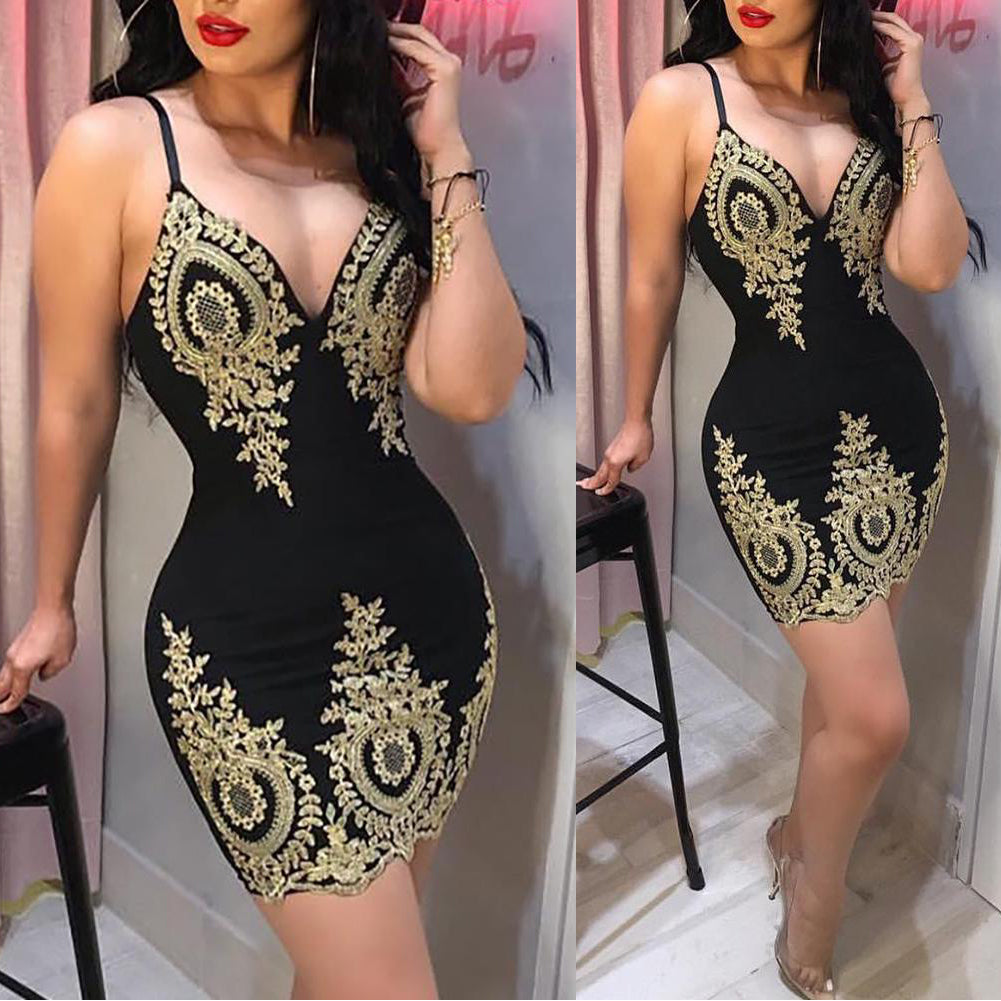Vestido de club de fiesta con tirantes para mujer